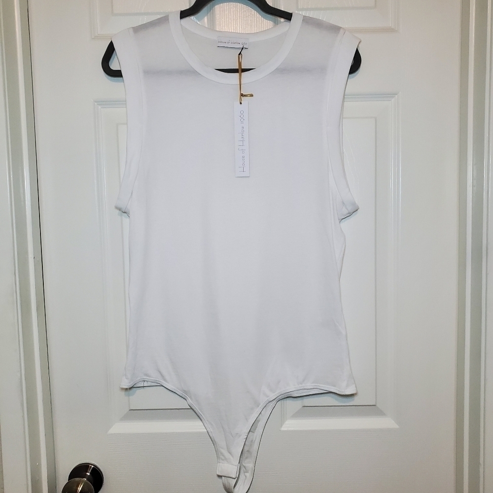 HOUSE OF HARLOW White Tank Bodysuit Size Large NWT